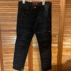 Victorious black distressed biker jeans (W 32 L 30)